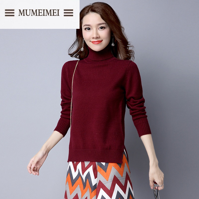 MUM2016冬装新款女装潮长领毛衣女秋冬短款