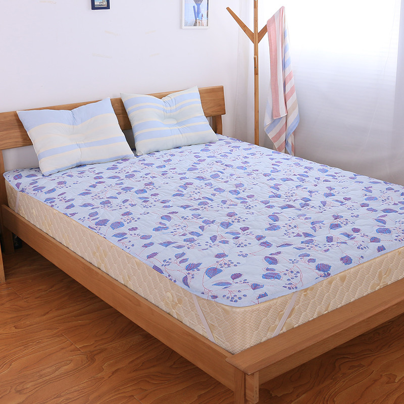 席梦思保护垫床垫1.5m床 磨毛布床褥子双人1.8m床 可机洗四角绑带 紫色树叶 1.8*2.0m