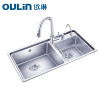 [苏宁自营]欧琳(OULIN) OLYD8245不锈钢双槽+龙头套餐 厨房水槽 洗菜盆