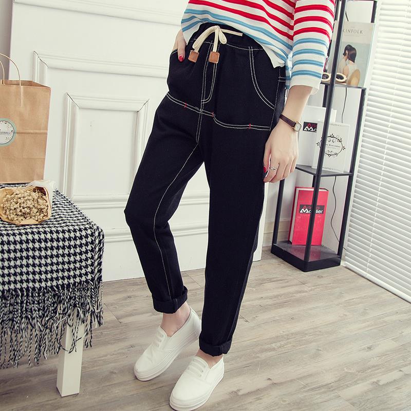 歌依图 学生牛仔长裤加肥加大码女裤胖妹妹口