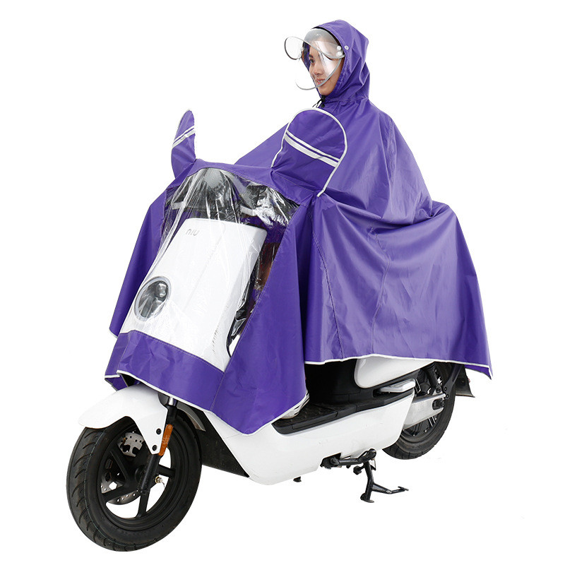 桂利 双层大帽檐 男女电动车雨衣 加厚耐用摩托车雨披 浅紫色4xl