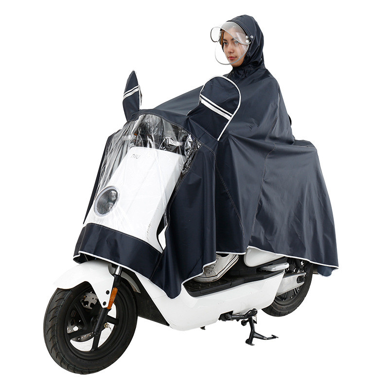 桂利 双层大帽檐 男女电动车雨衣 加厚耐用摩托车雨披 黑色3xl