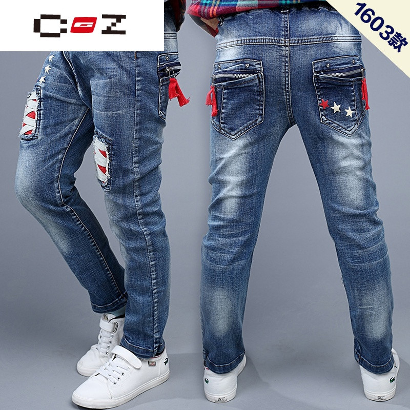 CZ潮流品牌男童加绒牛仔裤棉裤 弹力长裤加厚
