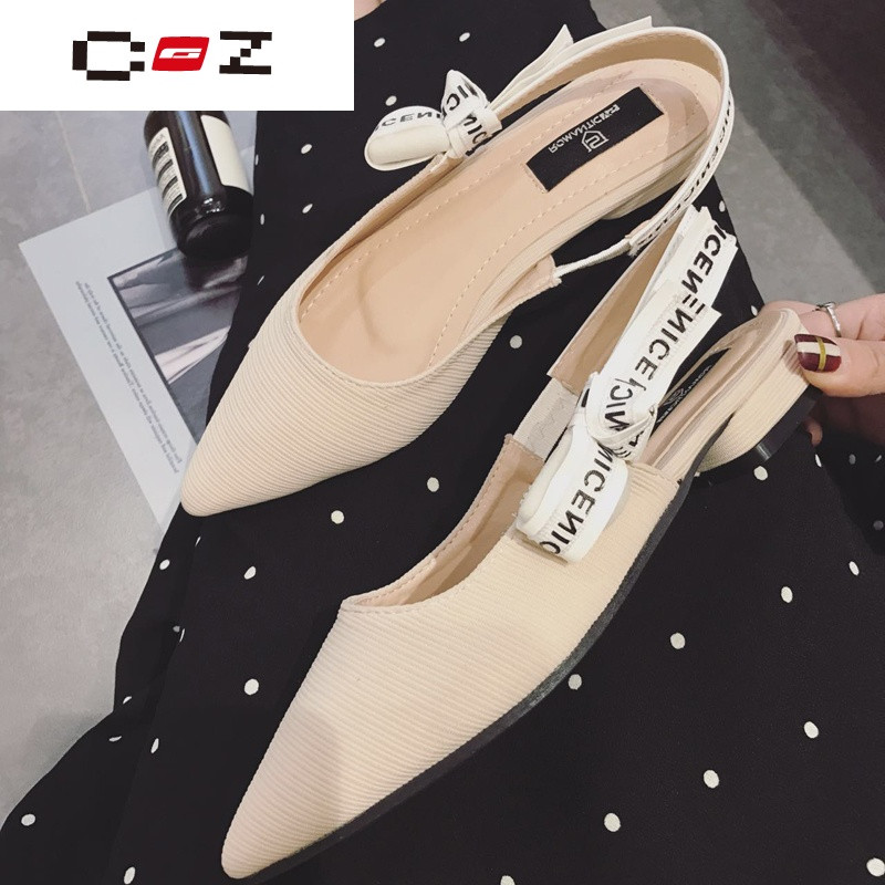 CZ潮流品牌韩版甜美尖头鞋平底鞋英文字母蝴
