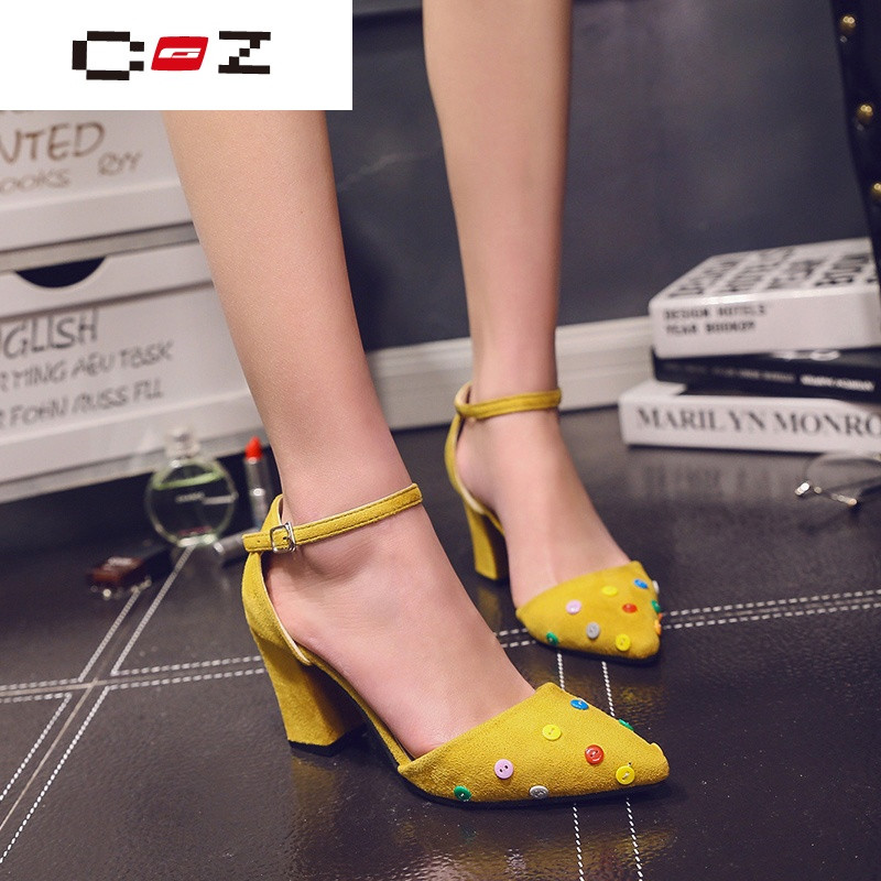 CZ潮流品牌春夏季韩版磨砂尖头性感女凉鞋中