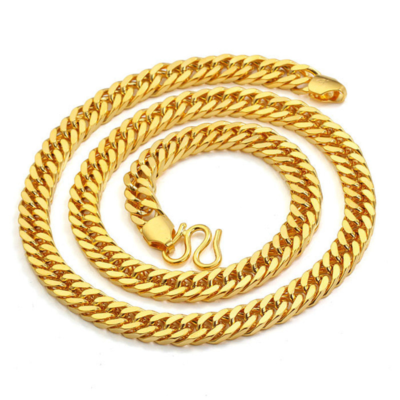 【彩丽馆系列】彩丽馆 仿越南沙金男士项链 加粗霸气男款老板链平链马鞭链 黄铜镀K金镀纯金沙金饰品 潮流时尚 55厘米8毫米宽图片,高清实拍图-苏宁易购