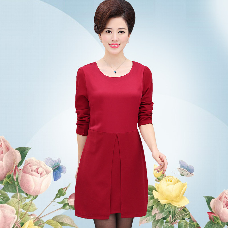 RUILIBEIKA中老年女士春季中长款连衣裙女大