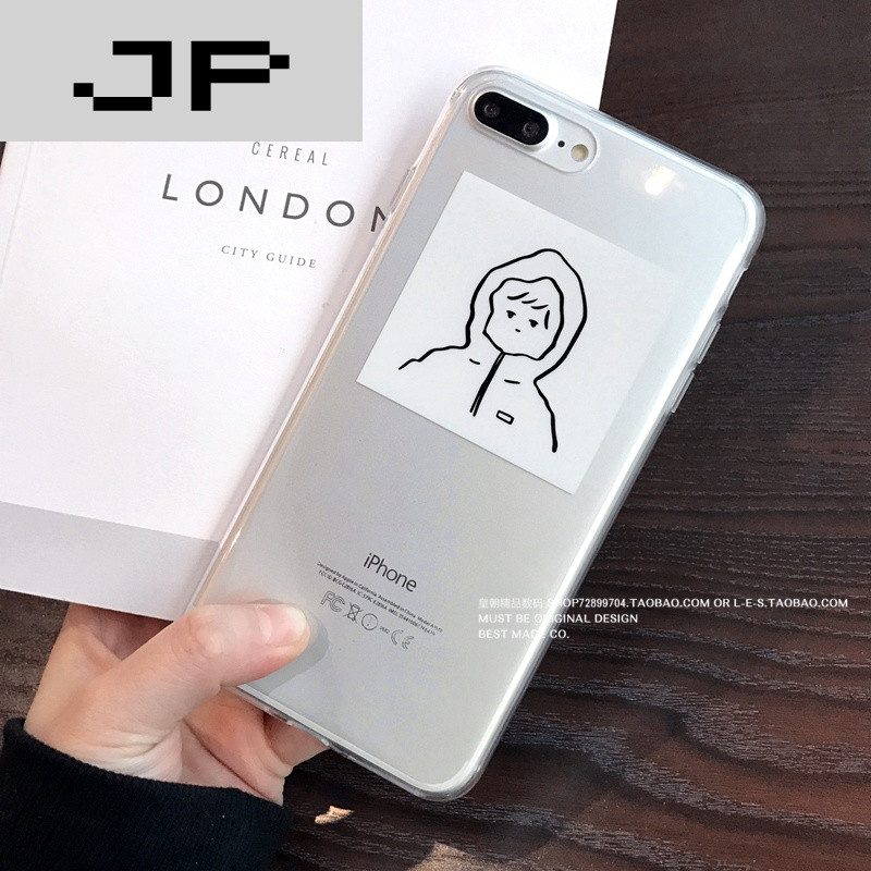 JP潮流品牌韩国风透明雨衣小人苹果6手机壳iP
