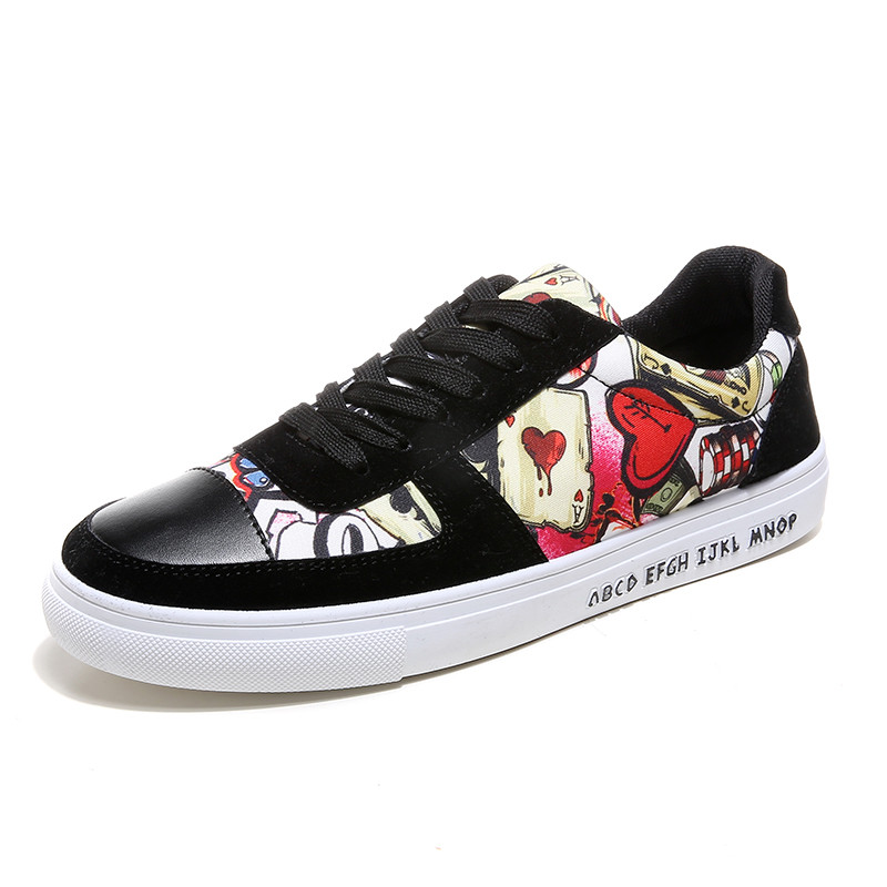 透气男士休闲防滑板鞋17新品春季字母拼接迷