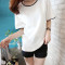 2017夏季新款女士t恤短袖上衣韩版纯色大码半袖打底衫 L 白色