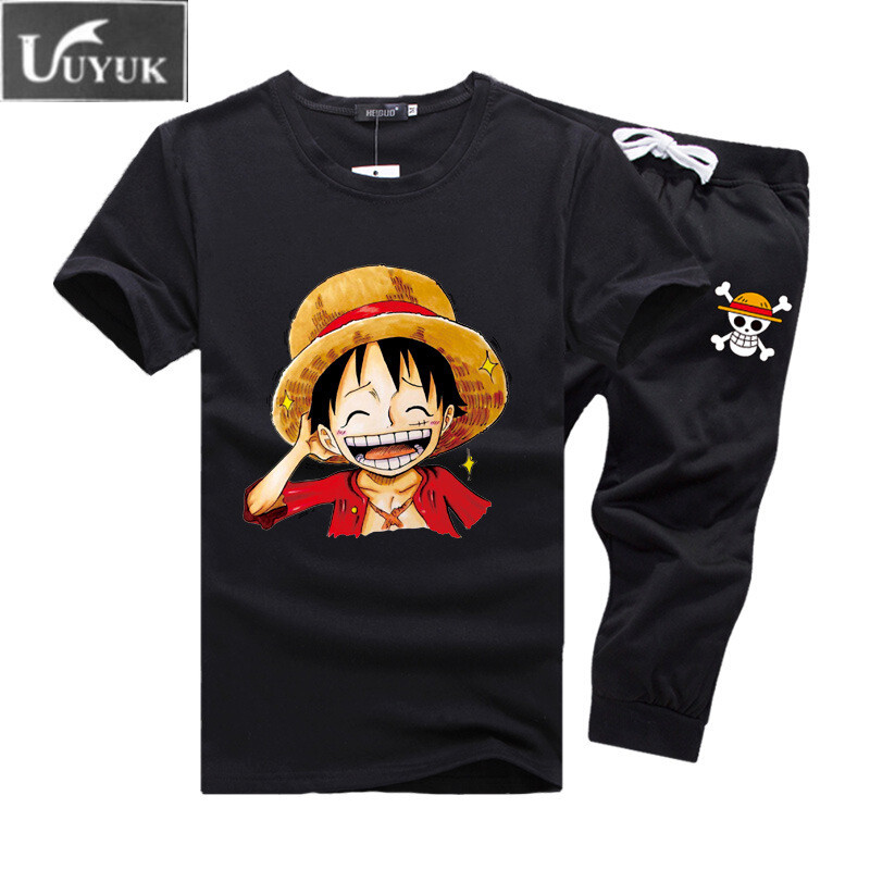 YUK新款青少年时尚卡通印花套装个性海贼王路