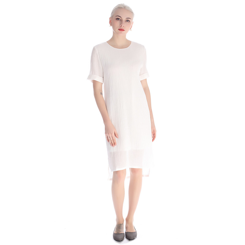 A&D女士优雅气质不规则下摆连衣裙白色 XL 白色