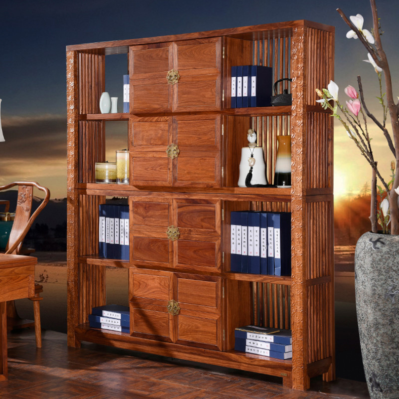 龙森家具 新中式红木实木书柜组合成人刺猬紫檀书橱置物架婚房家具 书柜