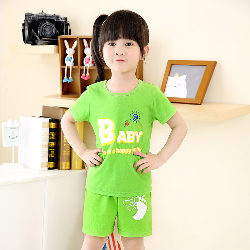 2017款】儿童背心套装男夏纯棉男童女童装运