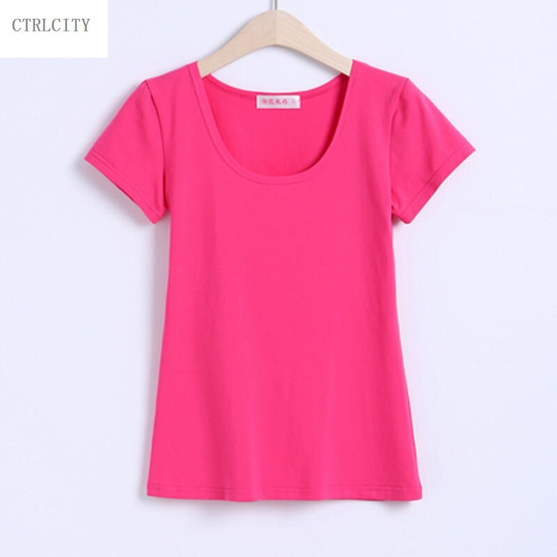 CTRLCITY白色半袖露背大领口T恤女短袖低领