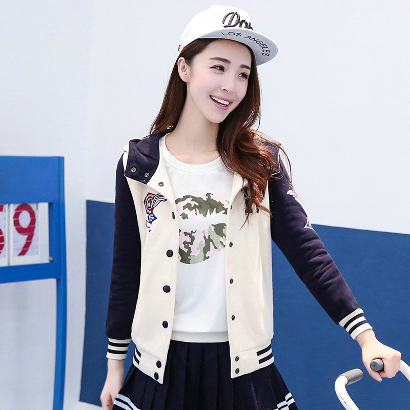 阿妮萱2017秋冬新款韩版外套女中学生卫衣棒