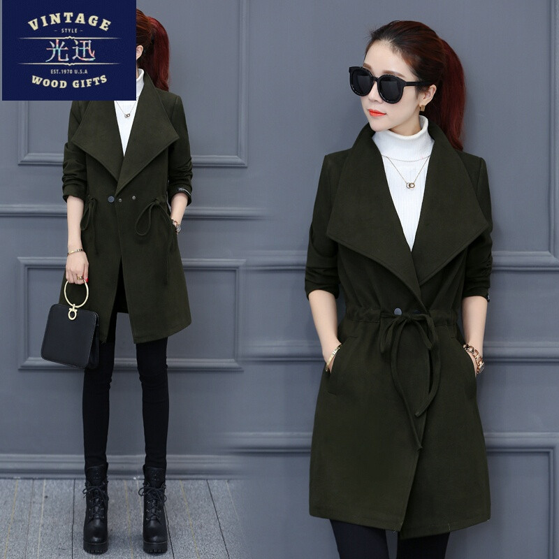 光迅女土外套新款外衣中长款天毛呢呢子大衣装