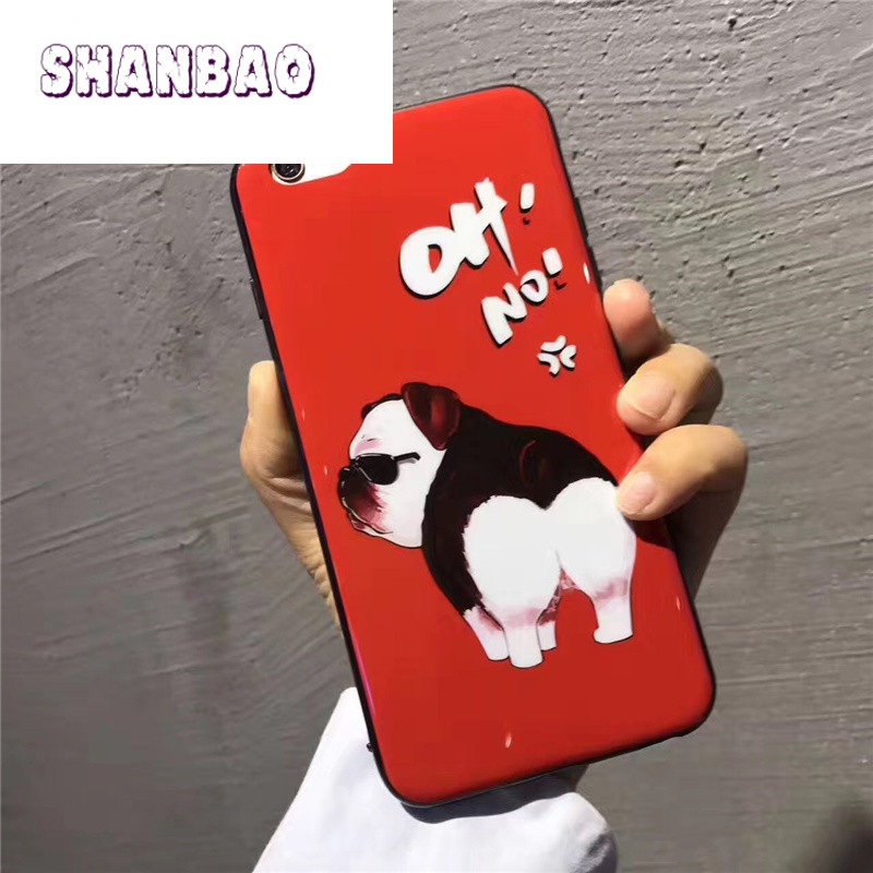 SHANBAO潮牌斗牛犬iPhone7手机壳烤瓷硅胶