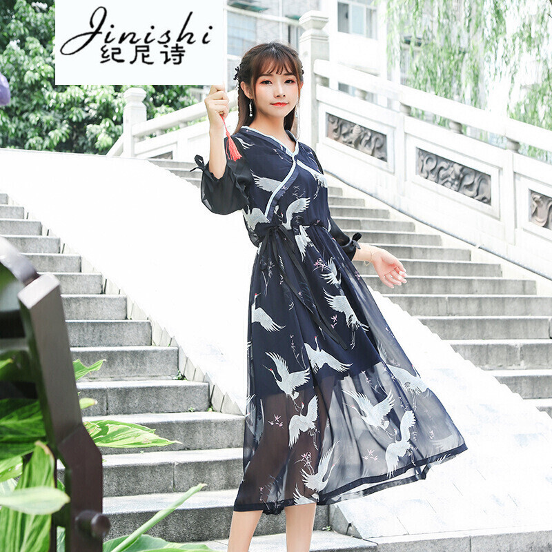 仙纪尼诗女装2017夏装新款汉元素改良汉服日