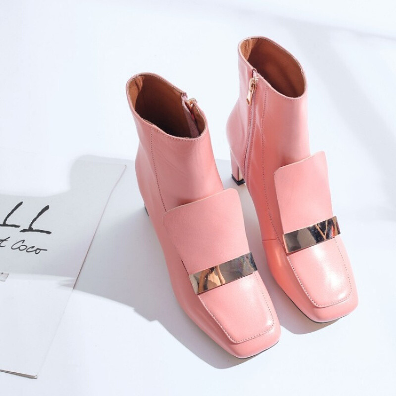 DILUAO女鞋秋款英伦风皮靴女2017秋冬新款方