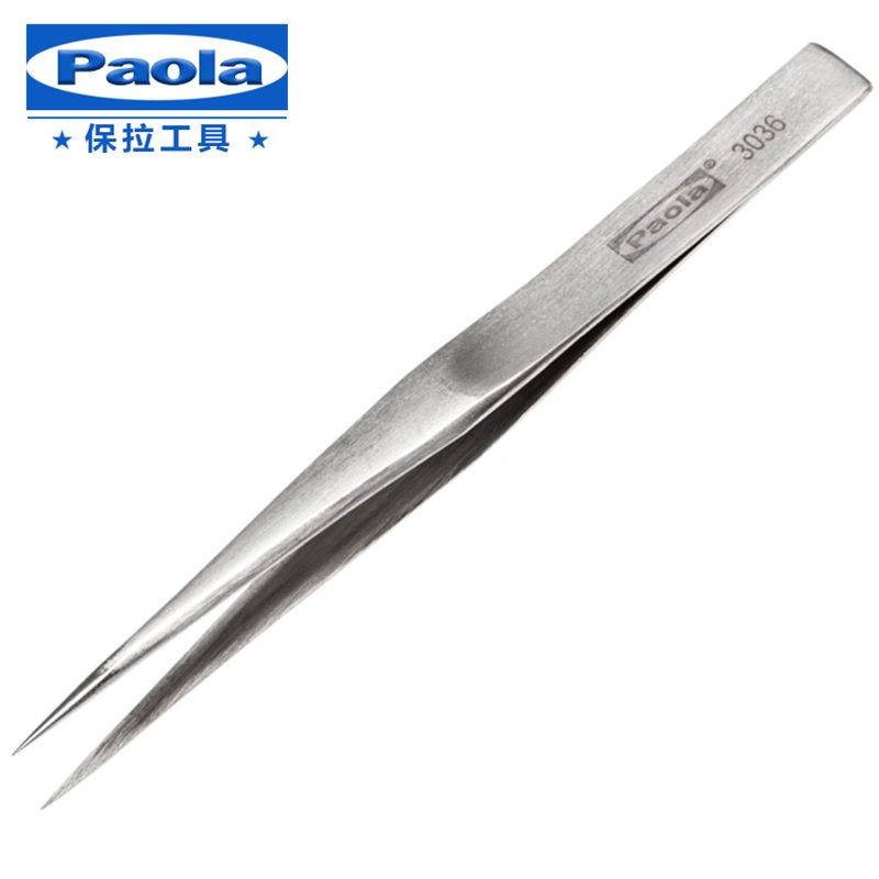 [苏宁自营]保拉(Paola)工具 不锈钢防磁加硬圆尖镊子(125mm) 3036