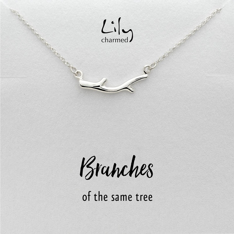 Lily Charmed 英国设计师品牌 银色项链 纯手工打造 项链 锁骨链 欧美风格 送恋人 925银 银色连理枝