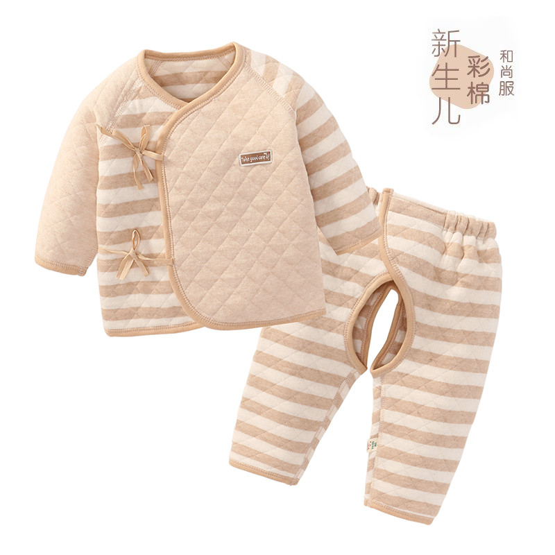 初生婴儿衣服0-3个月纯棉冬季宝宝保暖衣冬新