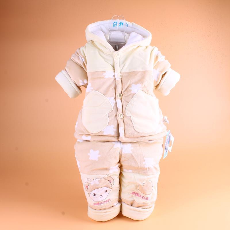 新款婴儿冬装夹棉棉衣秋冬款棉袄外套三件套男