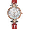 劳士顿（ROSDN)女士手表 潮流时尚防水石英表 镶钻钢带女表 3236 玫金白面红皮