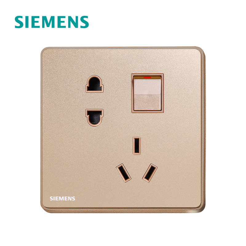 西门子(SIEMENS)开关插座 睿致玫瑰金系列一开10A五孔电源插座5UB81843NC04