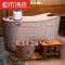 欧式香柏木桶浴桶泡澡木桶熏蒸木桶浴缸沐浴桶实木洗澡桶 套一1.3米