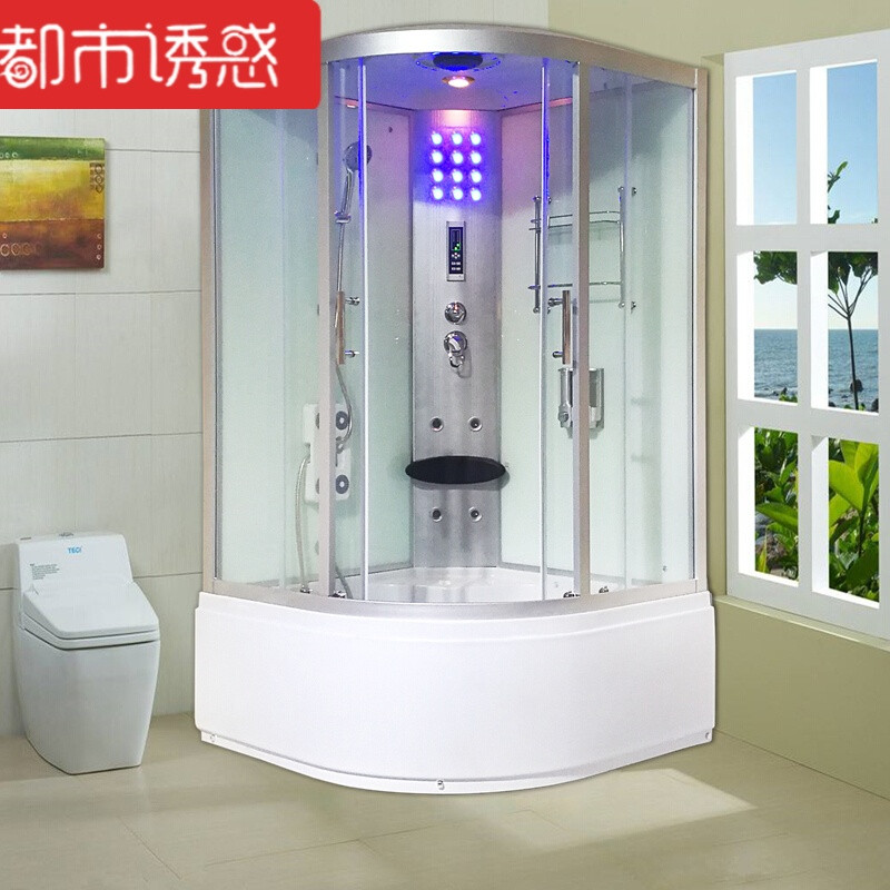 蒸汽淋浴房整体浴室带浴缸淋浴间洗澡家用沐浴房玻璃隔断 110X110X215CM白色