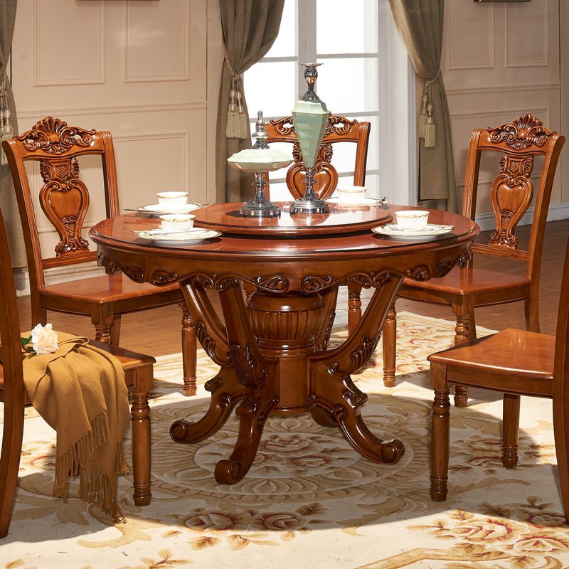 宫寓家具欧式实木圆桌 1.5米圆桌+转盘+8把餐椅