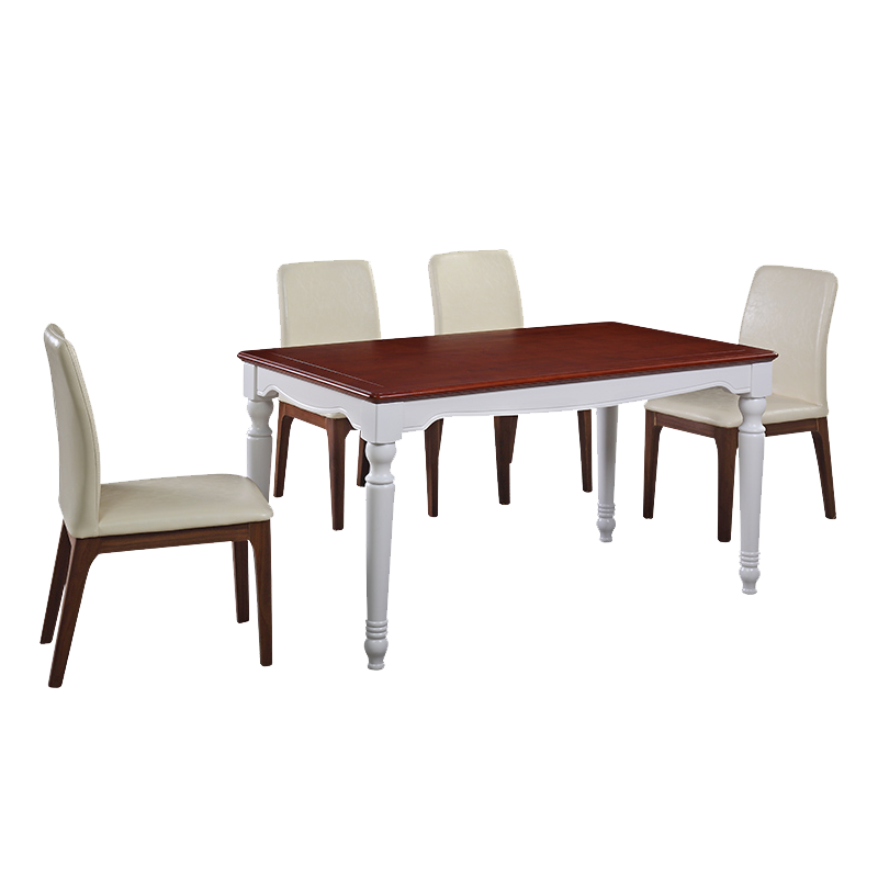 左右餐桌椅 欧式简约木质餐桌 餐厅成套家具组合家庭用饭桌餐台DJW027E+Y 一桌四椅