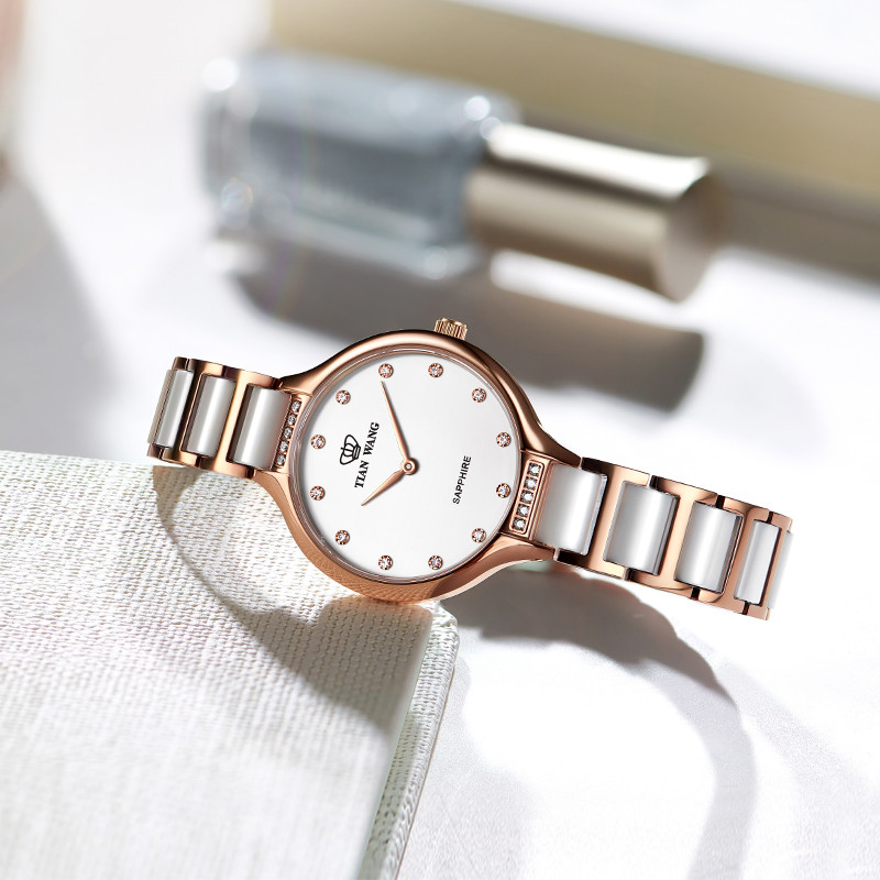 天王表（TIAN WANG）手表 时尚个性简约石英女表精致陶瓷带女士手表31009