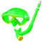 儿童防水游泳镜男童女童潜水镜套装呼吸管半干式浮潜面镜游泳眼镜_10 绿色四件套