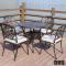 新款创意户外铸铝桌椅组合套件露台咖啡桌椅套装阳台休闲家具_1 一桌四椅--气质古铜