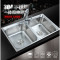 厨房SUS304不锈钢拉丝大水槽双槽小水槽洗菜盆碗槽水池加厚深_2 304钢71X38八件套