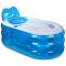 充气浴缸浴盆洗澡盆加厚折叠浴桶塑料泡澡桶洗澡桶_3 透明蓝色配电泵