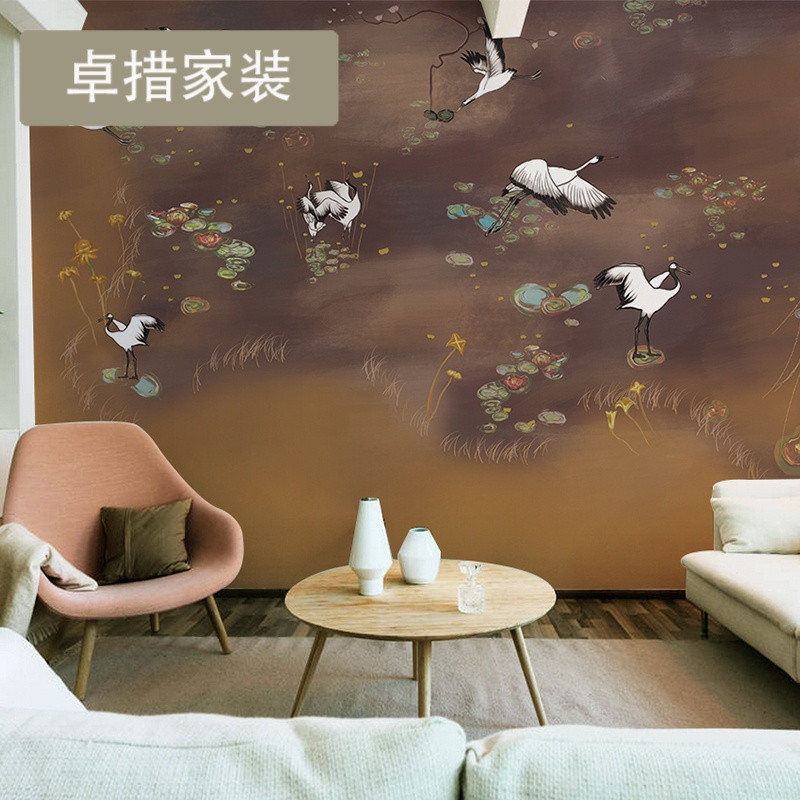 新中式墙纸墙布客厅电视背景墙北欧创意艺术无缝壁纸定制壁画 欧式无缝无妨纸