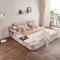 A家家具 床 双人床 布艺床 现代简约布床1.5米1.8米主卧床北欧床可拆洗设计多功能 1.5米榻榻米【米白色】