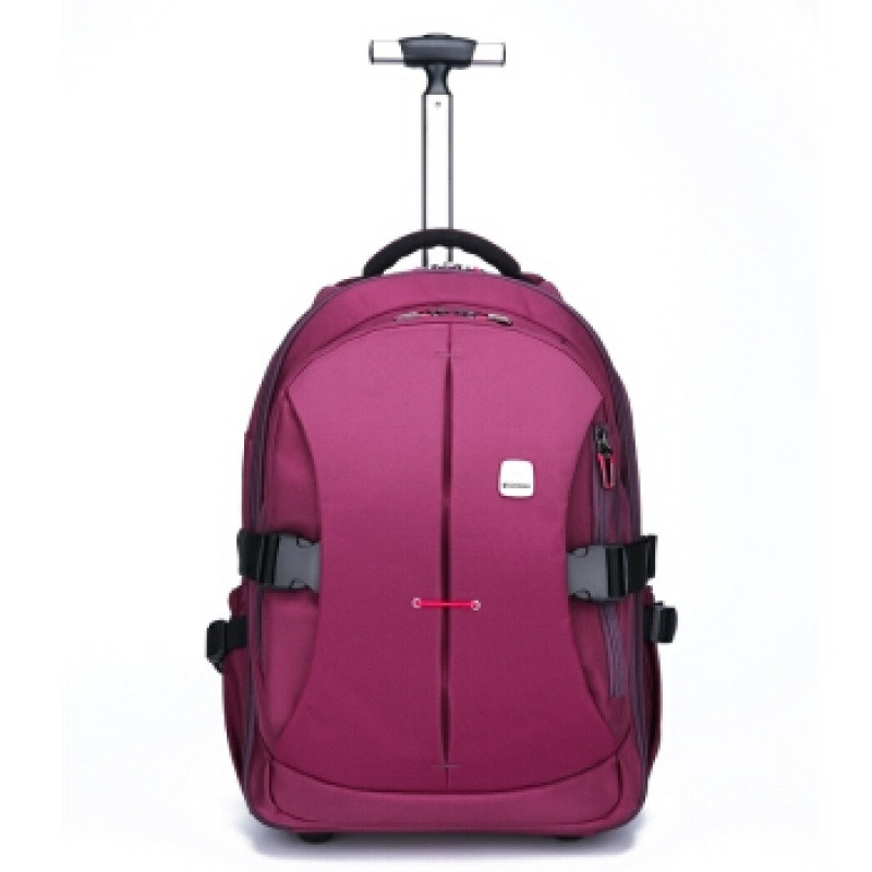 时尚可拉男女双肩包学生拉杆书包旅行拉杆箱可以背的拉杆包 升级版紫色
