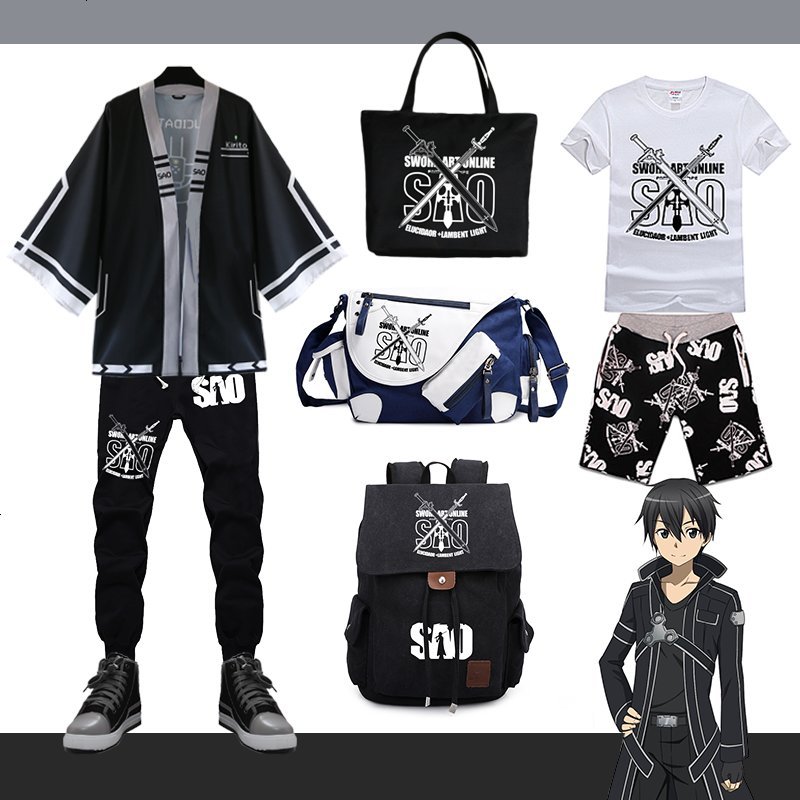 宏明双新系列】刀剑神域桐谷和人衣服桐人羽织外套睡衣休闲裤鞋背包动漫
