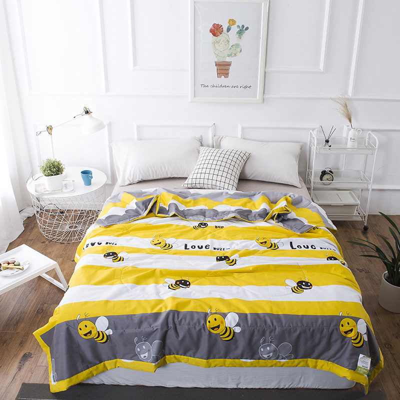 南极人(NanJiren)家纺 可水洗全棉夏被纯棉夏凉被 床上用品空调被午睡被被子被芯 150x200cm 小蜜蜂