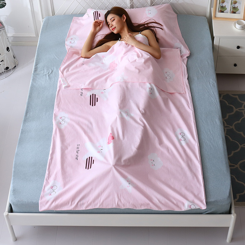 威迪瑞 户外睡袋 夏季信封式成人睡袋内胆午休贴身睡袋卫生睡袋 粉色星星-单人（80*230cm）