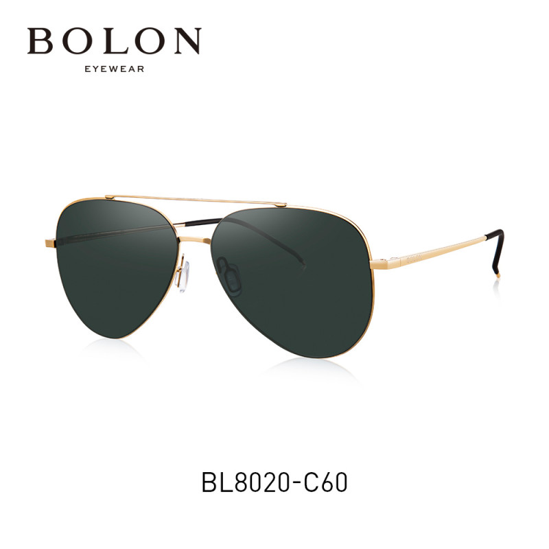 BOLON暴龙新款复古偏光蛤蟆镜男士太阳镜时尚的墨镜眼镜BL8020 C60金色