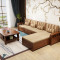 沙发 实木沙发 现代新中式布艺沙发组合 L型客厅大小户型木质转角橡胶木沙发冬夏两用S808# 四人位