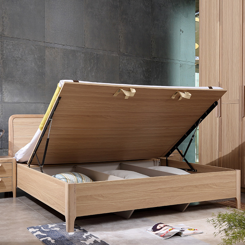 A家家具床 双人床宜家风格单人储物高箱北欧实木框架架子床卧室家具储物木质其他 1.5米1.8米 Y002 1.5米高箱床