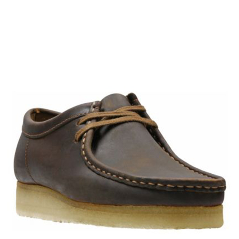 其乐(Clarks) Wallabee 男士牛皮日常时尚潮流低帮休闲鞋男鞋#43BlackLeather2 蜜蜡色 US10