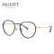 JIGOTT 2019新品防蓝光眼镜架女 复古幼圆框型可配近视眼镜框21612 黑框金边